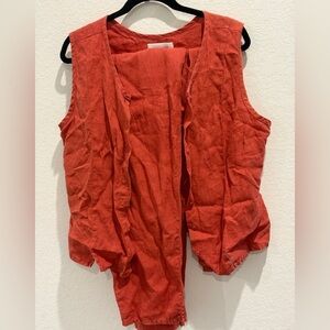 Flax Women's 100% Linen Red Sleeveless Button Tank Top